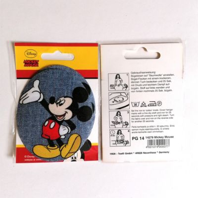 Bügelbild Aufnäher Mickey Mouse steht Set 2 Stück oval 3 Disney Comic Kinder 