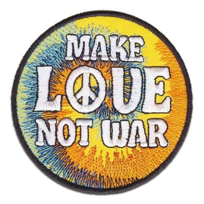Bügelbild schwarz/weiß Make Love Not War Peace Frieden 9x6,8cm Aufnäher