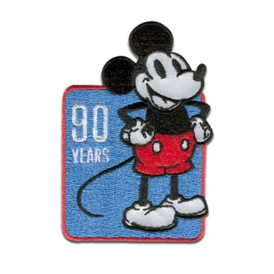 Bügelbild Aufnäher 7,5x7,5cm Mickey Mouse sitzt Disney blau 