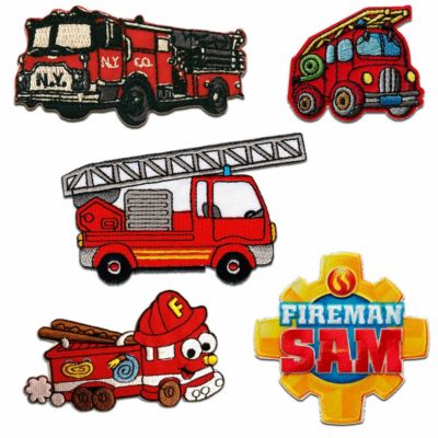 Bügelbild Größe: 5 x 4,2 cm Aufnäher Feuerwehrauto Kinder Aufbügler 