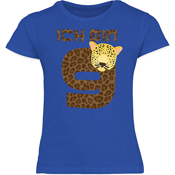 Kindergeburtstag Geburtstag Geschenk - Mädchen Kinder T-Shirt - Ich bin 9 Leopard - T-Shirts für Mädchen