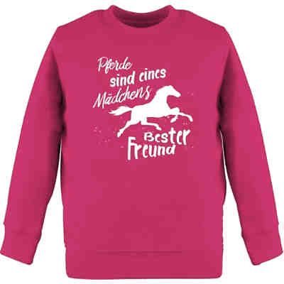 Tiermotiv Animal Print Mädchen Kinder T-Shirt Pferde auf Musiknoten Shirtracer weiß 
