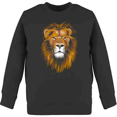 Tiermotiv Animal Print - Kinder Sweatshirt Pullover für Jungen und Mädchen - Löwe - Sweatshirts für Kinder