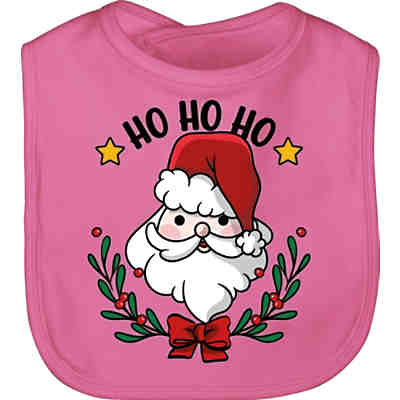Weihnachten Baby Outfit Christmas - Baby Lätzchen Baumwolle - Ho Ho Ho mit Weihnachtsmann und Weihnachtsschmuck - Lätzchen für Kinder