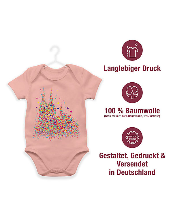 Shirtracer Baby Body Kurzarm für Jungen und Mädchen Baby Karneval und Fasching Kostüm Kölner Dom Konfetti