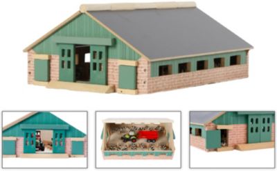 Maße 24 x 30 cm Holz Dach klappbar Kids Globe Bauernhof / Kuhstall 1:87 