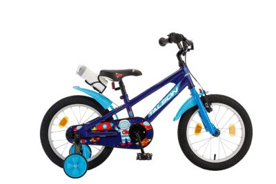16 Zoll Fahrrad ASAF mit Trinkflasche und Stützrädern Blau 