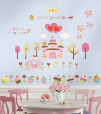Wandsticker Kuchenprinzessin, 56-tlg. rosa
