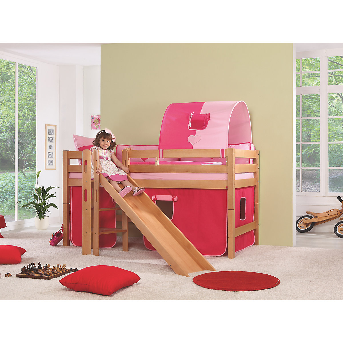 Relita Vorhangset für Spielbett ELIYAS und ALEX (ohne Rutsche) pink/rosa