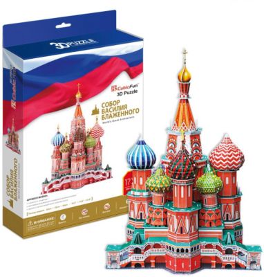Пазл 3D "Собор Василия Блаженного (Россия)", 173 детали, CubicFun