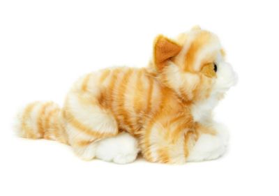 Tierminiatur Katze mit Kunstfell Plüsch Figur mit ähnlicher Miau Stimme Felltier 