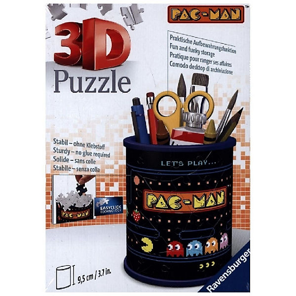 Ravensburger 3D Puzzle 11276 - Utensilo Pac-Man - 54 Teile - Stiftehalter für Pac-Man Fans ab 6 Jahren, Schreibtisch-Organizer für Kinder