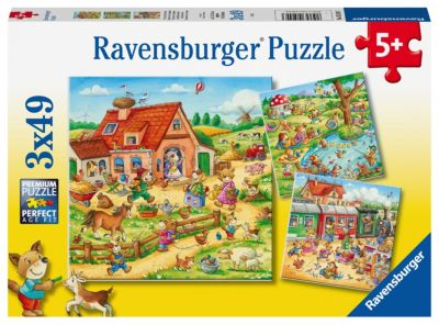 3x 49 Teile Ravensburger Puzzle Set Mein Reiterhof mit Pferden für Mädchen ab 5 