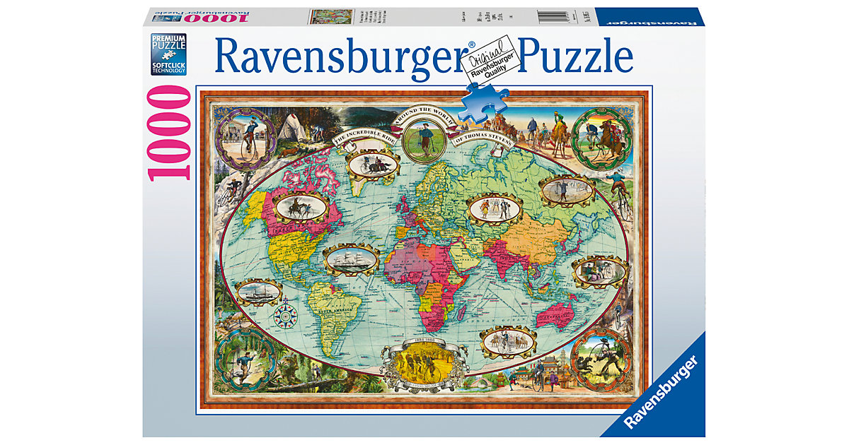 Puzzles: Ravensburger Ravensburger Puzzle - Mit dem Fahrrad um die Welt - 1000 Teile