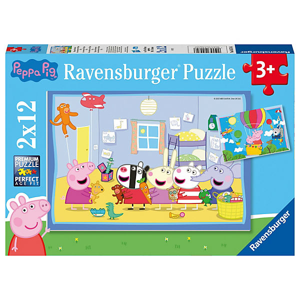 Ravensburger Kinderpuzzle 05574 - Peppas Abenteuer - 2x12 Teile Peppa Pig Puzzle für Kinder ab 3 Jahren