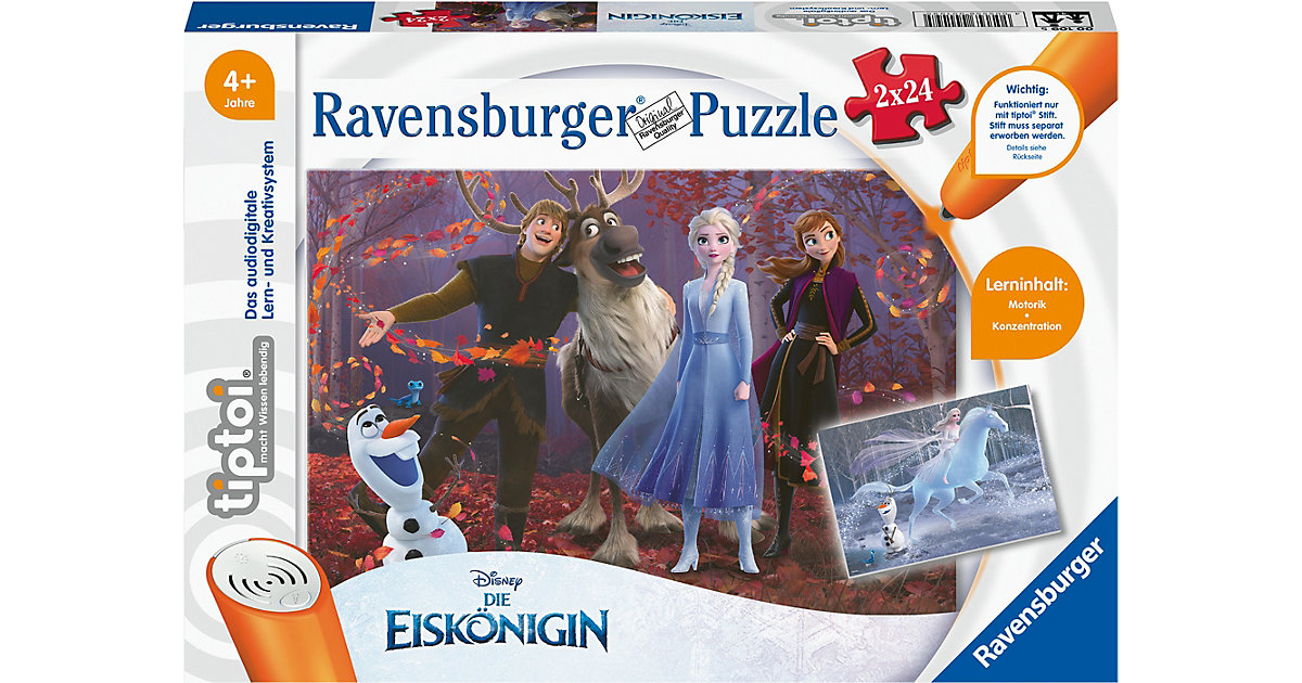 Brettspiele/Lernspiele: Ravensburger tiptoi® Puzzle kleine Entdecker: Die Eiskönigin - 2x24 Teile Kinder