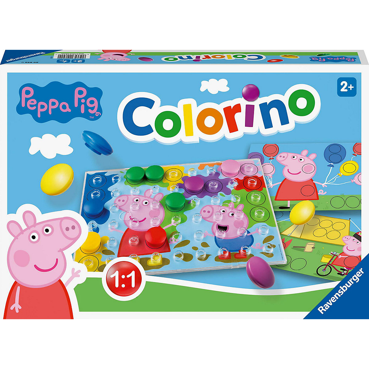 Ravensburger Kinderspiele 20892 Peppa Pig Colorino Kinderspiel zum Farbenlernen Mosaik Steckspiel ab 2 Jahre