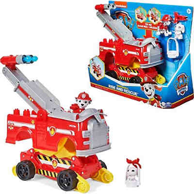 Paw Patrol Marshalls Rise and Rescue verwandelbares Spielzeugauto mit Actionfiguren und Zubehör, ab 3 Jahren, Polizeifahrzeug, Kinderspielzeug
