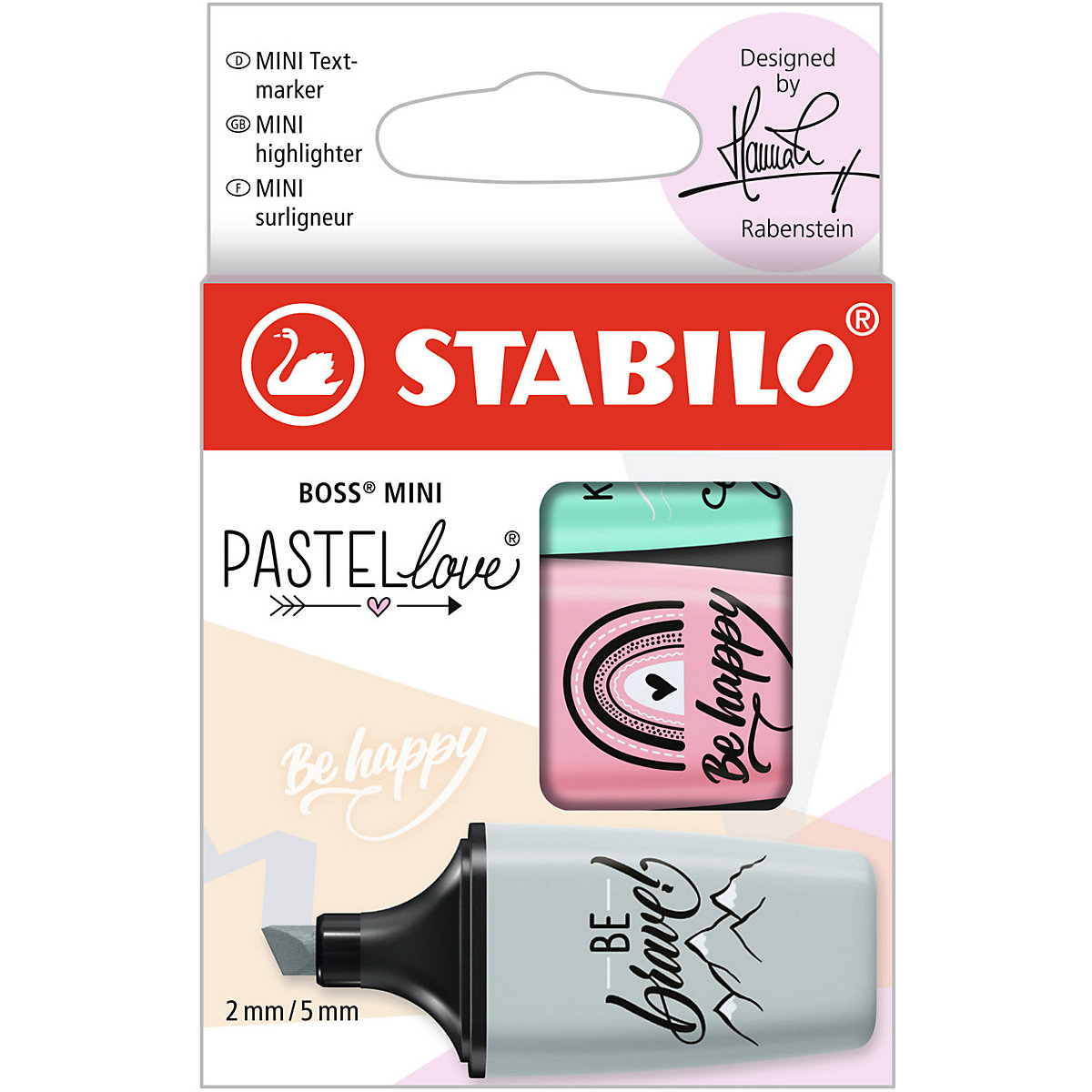 STABILO Textmarker BOSS MINI Pastellove 2.0 3 Farben (rouge türkis minzgrün)