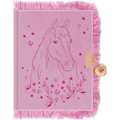 Tagebuch Pferd rosa Plüsch
