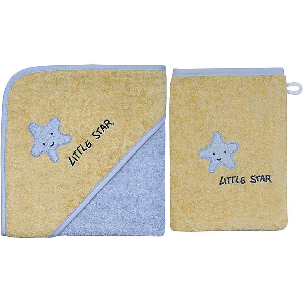 Geschenkbox Little Star mit Kapuzenbadetuch + Waschhandschuh