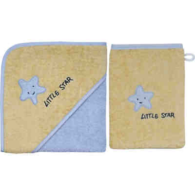 Geschenkbox Little Star mit Kapuzenbadetuch + Waschhandschuh