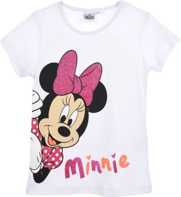 NEU Disney Minnie Mouse T-Shirt Shirt Top festlich Baumwolle weiß Gr.80 86 92 