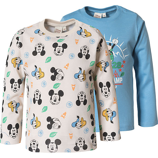 Disney Mickey Mouse & friends Baby Langarmshirt Doppelpack für Jungen, Organic Cotton