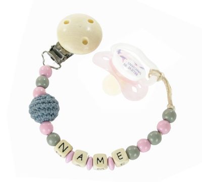 Baby Schnullerkette mit Häkeln Perlen und Clip Babyschnullerkette 