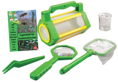 EDU-Toys Robustes Naturforscher-Werkzeug-Set Schaufel Lampe Rechen Becherlupe 