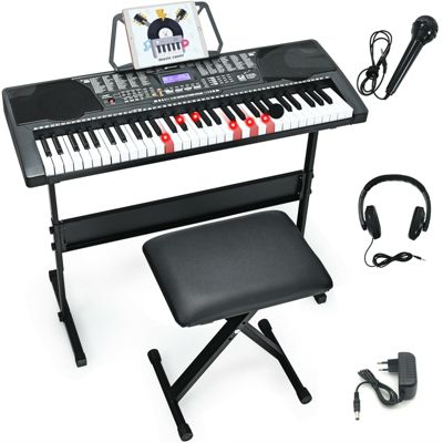Digital Funkey 54-Tasten Keyboard Ständer Stativ Klavier Sitz Bank Set E-Piano 