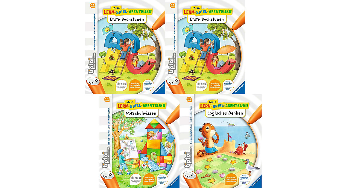 Spielzeug: Ravensburger tiptoi® Buch Mein-Lern-Spiel-Abenteuer 3er Set: Erste Buchstaben + Vorschulwissen + Logisches Denken