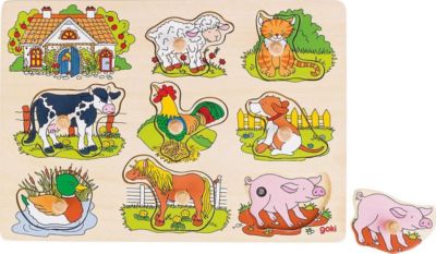 goki 57478 Einlegepuzzle auf unserem Bauernhof extra bespielbare Tiere NEU 