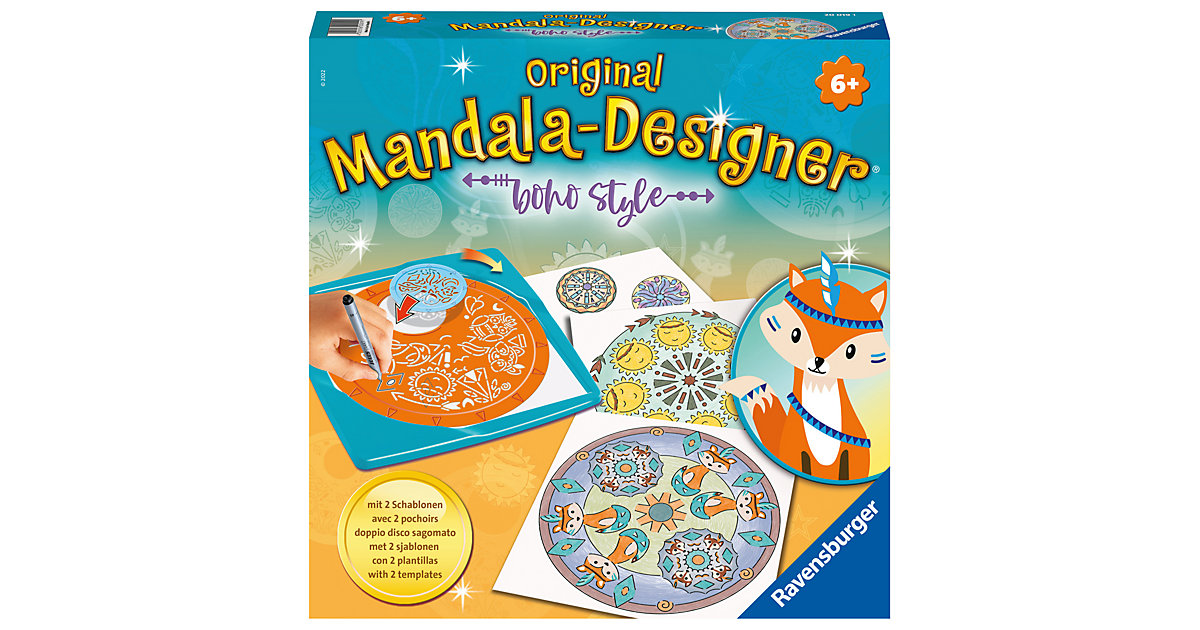 Spielzeug: Ravensburger Ravensburger Midi Mandala Designer Boho Style 20019, Zeichnen lernen Kinder ab 6 Jahren, Zeichen-Set mit Mandala-Schablonen far