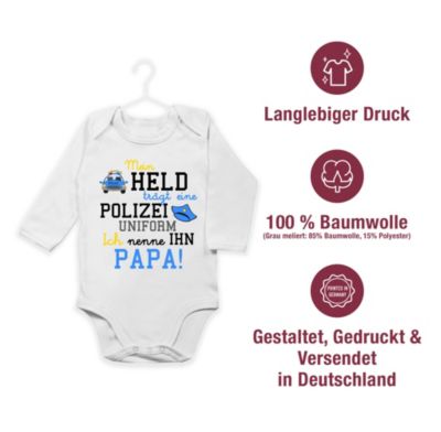 Statement Sprüche Baby Bio Baby Strampler langarm Mein Held trägt