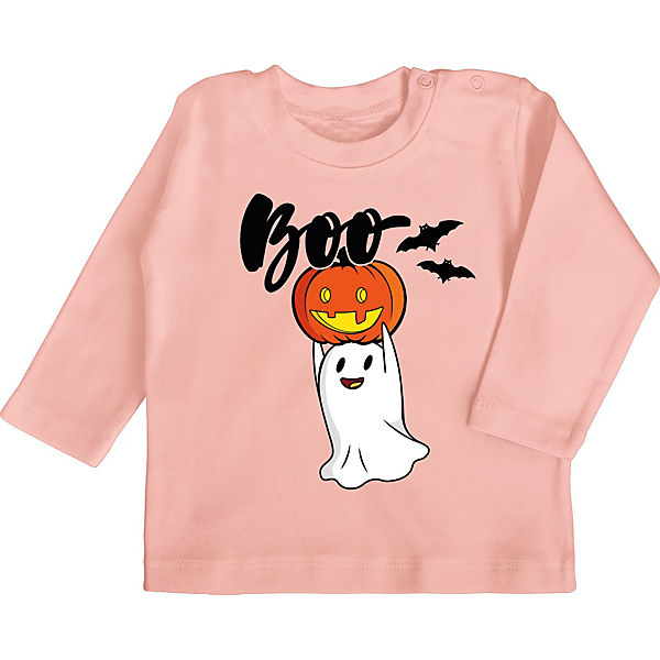 Halloween Baby - Baby T-Shirt langarm - Boo Geist mit Kürbis - Langarmshirts für Kinder