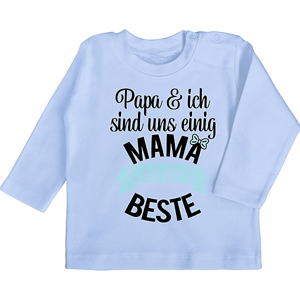 Muttertag Mama Geschenk Baby - Baby T-Shirt langarm - Mama ist die beste - blau schwarz - Langarmshirts für Kinder