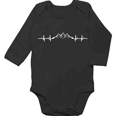 Event und Anlass Geschenke Baby - Bio Baby Strampler langarm - Berge Herzschlag - Bodys für Kinder