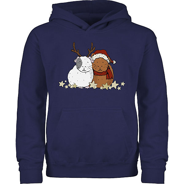 Weihnachten Kinder Geschenk Christmas - Hoodie Kinder Pullover für Mädchen und Jungen - Weihnachtliche Meerschweinchen - Kapuzenpullover für Kinder