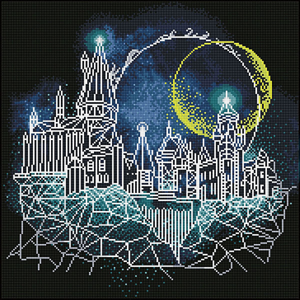 DIAMOND DOTZ® Original Diamond Painting "Moon over Hogwart" Harry Potter 52 x 52 cm ab 8 Jahren (CD238000910)