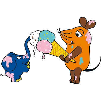Kinderzimmer Wandtattoo Die Maus und Elefant isst Eis Aufkleber Wandsticker, 70x46 cm