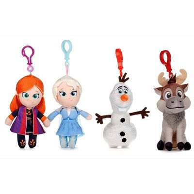 Disney Frozen 4er Set Plüschfiguren mit Clip Olaf Sven Anna Elsa 12,5cm 