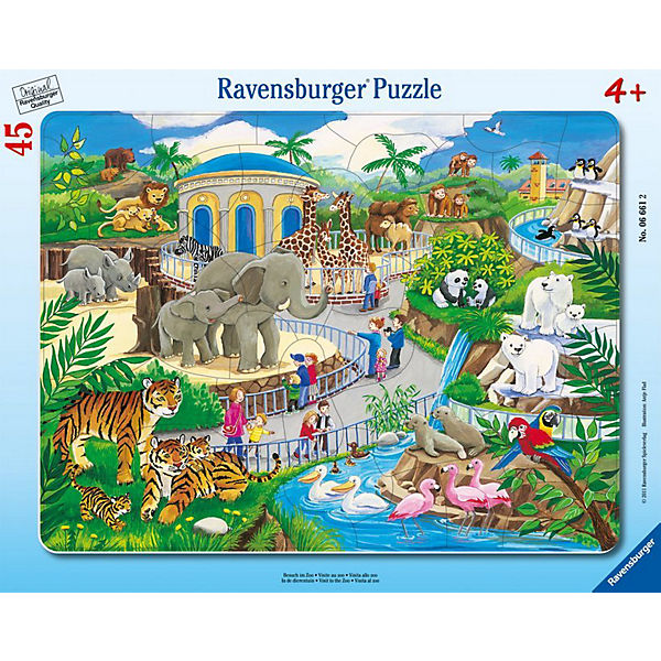 Rahmen-Puzzle, 45 Teile, 32,5x24,5 cm, Besuch im Zoo