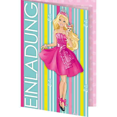 Einladungskarten zum Schulanfang Barbie, 5 Stück, inkl. Umschlag