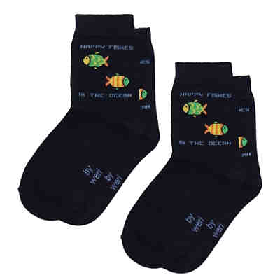 Kinder Socken 2-er Pack für Jungs "Happy Fishes" mit Baumwolle Erstlingssöckchen für Kinder