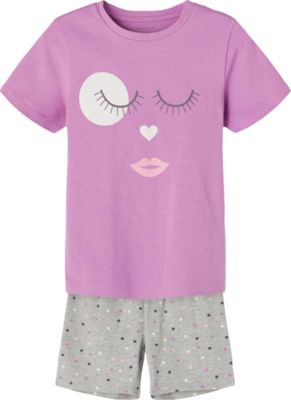 NAME IT Mädchen Pyjama Schlafanzug rosa weiß Blümchen Größe 86 bis 164 