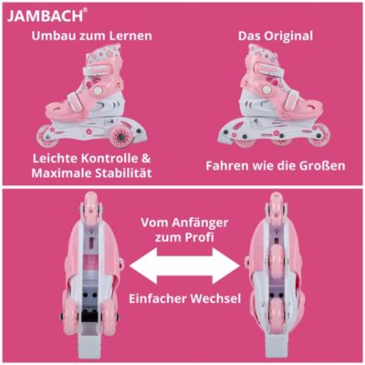 Inline Skates Einstellbar Rollschuhe mit Blinkende Rolle für Kinder Verstellbar Rosa 2 Größe 