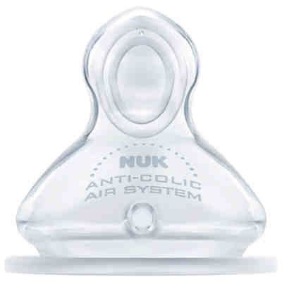 NUK First Choice+ Anti-Colic-Trinksauger Silikon, kiefergerechte NUK Form, Größe 1 (0-6 Monate) S für Tee, BPA-frei, 2 Stück