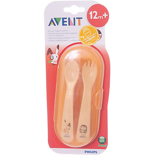 Ложка и вилка в дорожном футляре , от 12мес., AVENT от PHILIPS AVENT