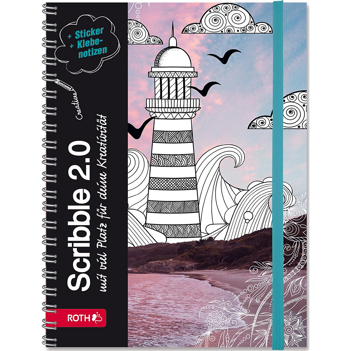 Roth Ideen Schülerkalender Scribble Time 2.0 Lighthouse immerwährend inkl. Sticker & Haftnotizen